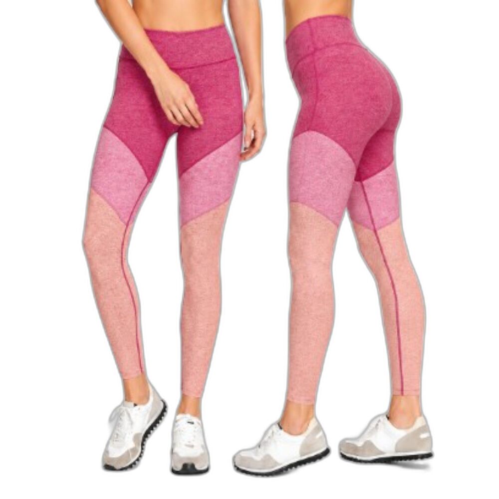 Outdoor Voices Womens S Springs Leggings 7/8 Flamingo Rose Clay Pink Tri Tone